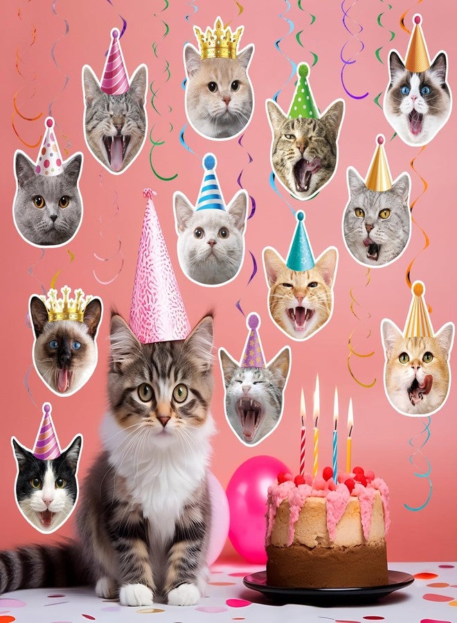 Maniaacer 30 PCS Cat Theme Hanging Swirls Decorations Pre-Strung Kitten Birthday Party Decorations Pet Cats Hanging Cutouts Ceiling Streamers for Kids Baby Shower Cats Lovers Pet Birthday Party Decor - Image 5